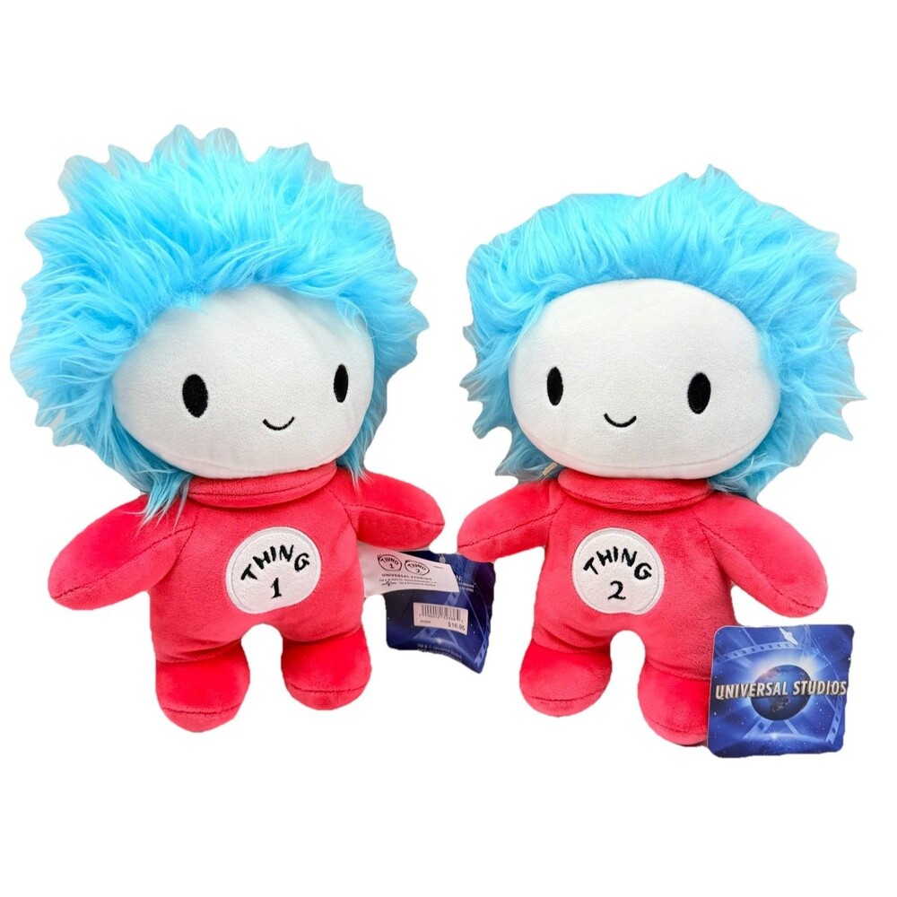 Universal Studios Thing 1 & Thing 2 Plush Dr. Seuss Stuffed Animal Toys 10” NEW